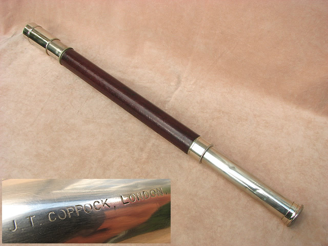 J T Coppock Officer of the Watch telescope, showing minor dings on draw tube